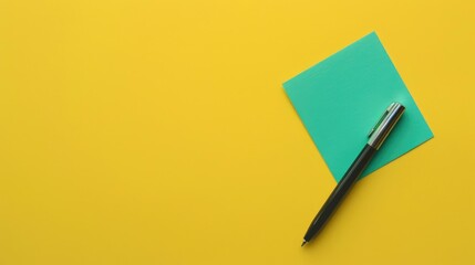 Innovative Ideas and Solutions Green Square Sticker Pen on Yellow Background