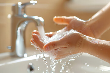 Person washing hands with soap, representing personal hygiene