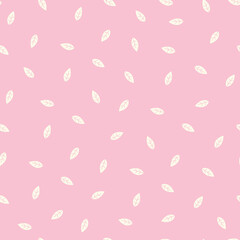 Cute white leaves on a pink background - seamless vector pattern design