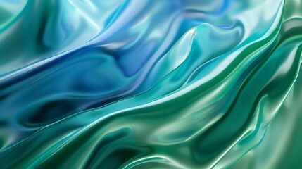 Obraz premium The harmonious blend of blue and green fluid waves results in a serene and soothing visual experience