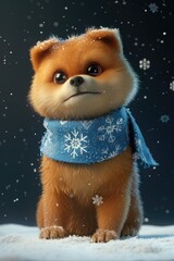 Obraz premium Pomeranian Puppy in the Snow