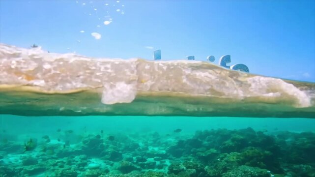 Beach Life 3D water font text typography at a sunny beach in summer time Generative AI