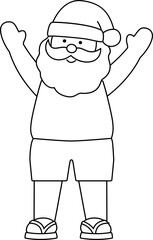 Beach Christmas Santa Outline vector.
Beach summer Santa Claus Outline svg.
