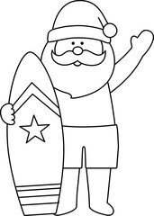 Beach Christmas Santa Outline vector.
Beach summer Santa Claus Outline svg.