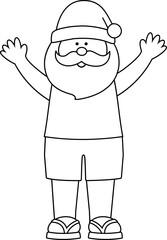 Beach Christmas Santa Outline vector.
Beach summer Santa Claus Outline svg.