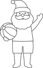 Beach Christmas Santa Outline vector.
Beach summer Santa Claus Outline svg.