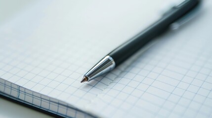 Office essential Blank notebook and pen on white background for planning and management