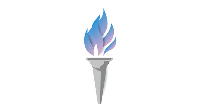 Silver torch with purple and pink flames in game, isolated on white background, Vector EPS 10