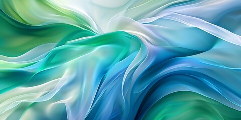 Fototapeta premium Various shades of blue, green, and aqua blend in beautiful abstract flowing waves to form calm backgrounds