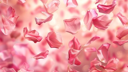 Falling Rose Petals in Soft Light, Pink,  Bokeh,  Romance,  Floral