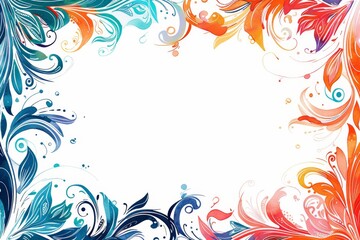 Artistic Multicolor Floral Border Design with Hand-Drawn Abstract Patterns for Diverse Uses