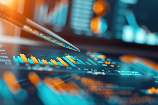 Risk assessment using detailed data for budget allocation, showcasing analytical financial strategies, focus on, risk management, vibrant, overlay, analytical lab