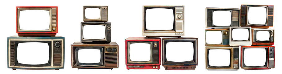 Set of retro TV boxes, cut out