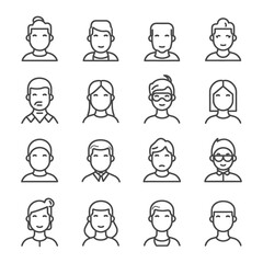 minimalist line art icon avatar collection set logo symbol