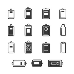 minimalist line art icon battery collection set logo symbol
