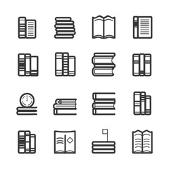 minimalist line art icon book collection set logo symbol