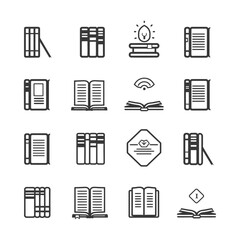minimalist line art icon book collection set logo symbol