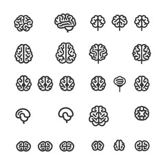 minimalist line art icon brain collection set logo symbol