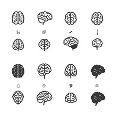 minimalist line art icon brain collection set logo symbol