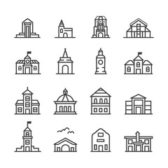 Fototapeta premium minimalist line art icon building collection set logo symbol
