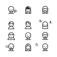 minimalist line art icon contact collection set logo symbol