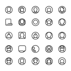 minimalist line art icon contact collection set logo symbol
