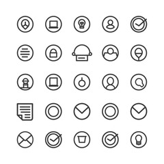 minimalist line art icon contact us collection set logo symbol