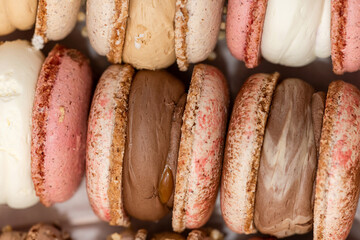 Sweet  flavored cookies macarons,  delicious french dessert