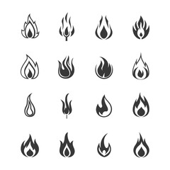 minimalist line art icon flame collection set logo symbol