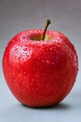 Red Apple with Water Drops