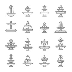 minimalist line art icon fountains collection set logo symbol