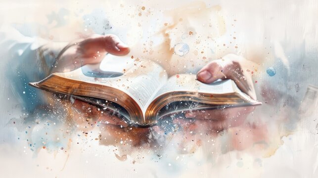 Anointed, Church, Holy Book, Watercolor style