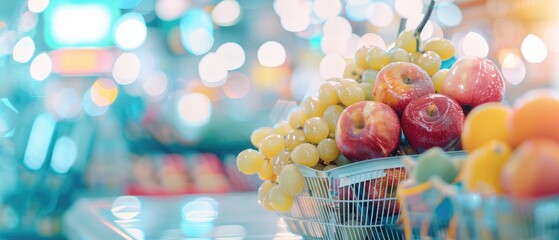 Shopping experience with purchasing and sales integration, highlighting convenience selective focus, copy space, vibrant, Overlay, checkout counter backdrop