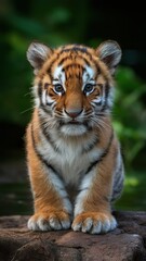 Obraz premium Striking Tiger cub in the Forest