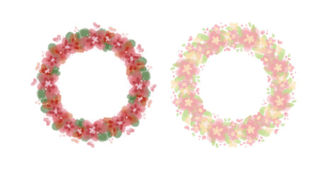 floral wreath watercolors red pink set2