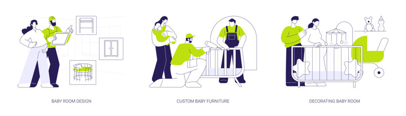 Baby room decoration abstract concept vector illustrations.