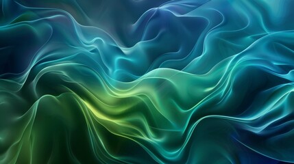 Fototapeta premium Featuring dynamic, artistic wavy lines in green and blue hues, ideal for creative projects and artistic endeavors