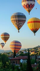 Obraz premium Colorful Hot Air Balloons Over Cityscape