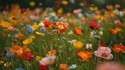 Close Up of Colorful Wildflowers in a Field