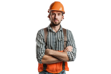Young Middle Eastern builder in uniform smiling and giving a thumbs up Isolated on white background