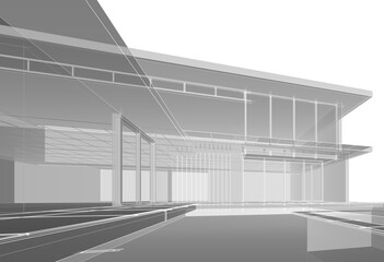 Architectural 3d rendering of a building