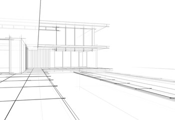 Fototapeta premium Architectural 3d rendering of a building