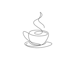 One continuous line drawing Cup of Coffee illustration. A cup of coffee simple outline vector.