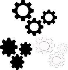 Setting Gear Icons Set features a collection of sleek, in flat, outline and silhouette design