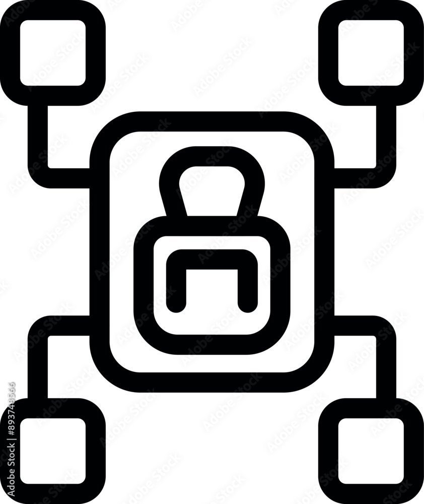 Poster secure network icon showing data being protected while transferring between multiple sources