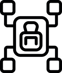 Secure network icon showing data being protected while transferring between multiple sources