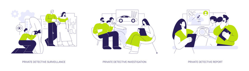 Private detective services abstract concept vector illustrations.