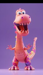 Playful Pink Dinosaur with Colorful Scales