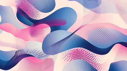Fototapeta premium Abstract Digital Art With Blue, Pink, and White Wavy Shapes
