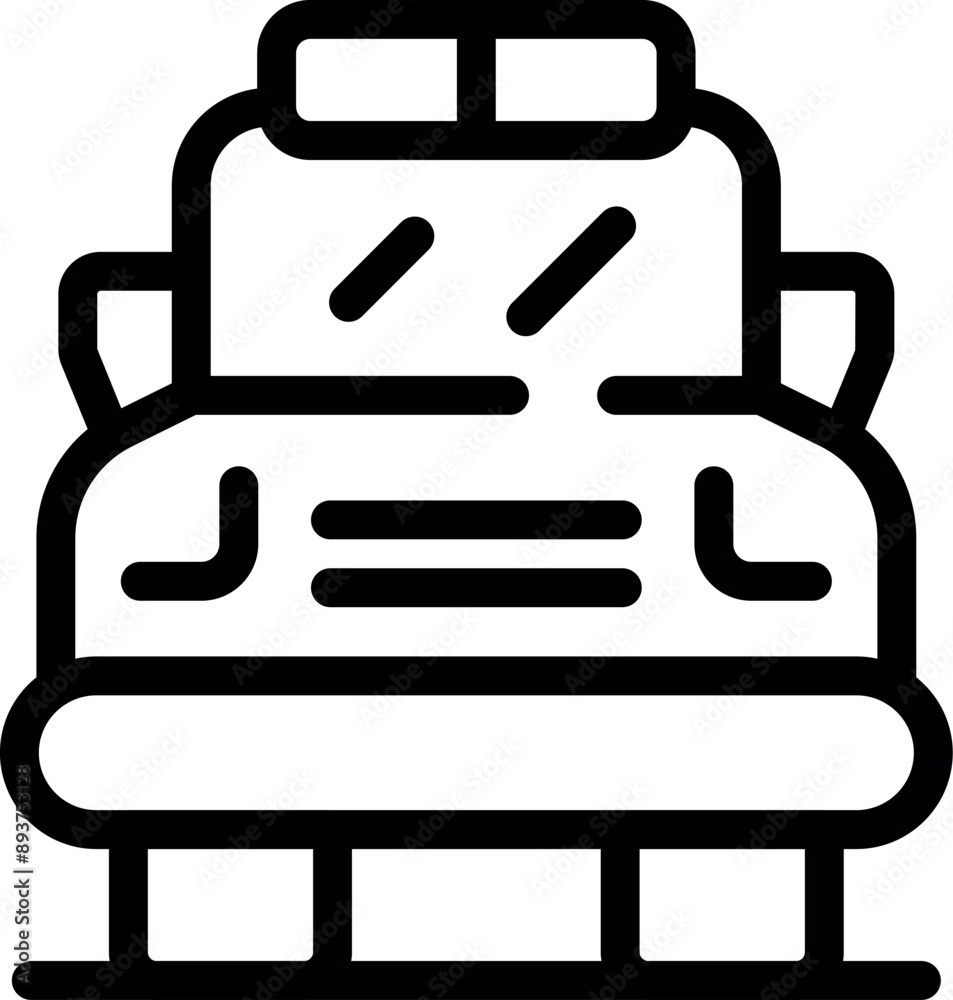 Poster simple outline school bus icon, public transportation for students